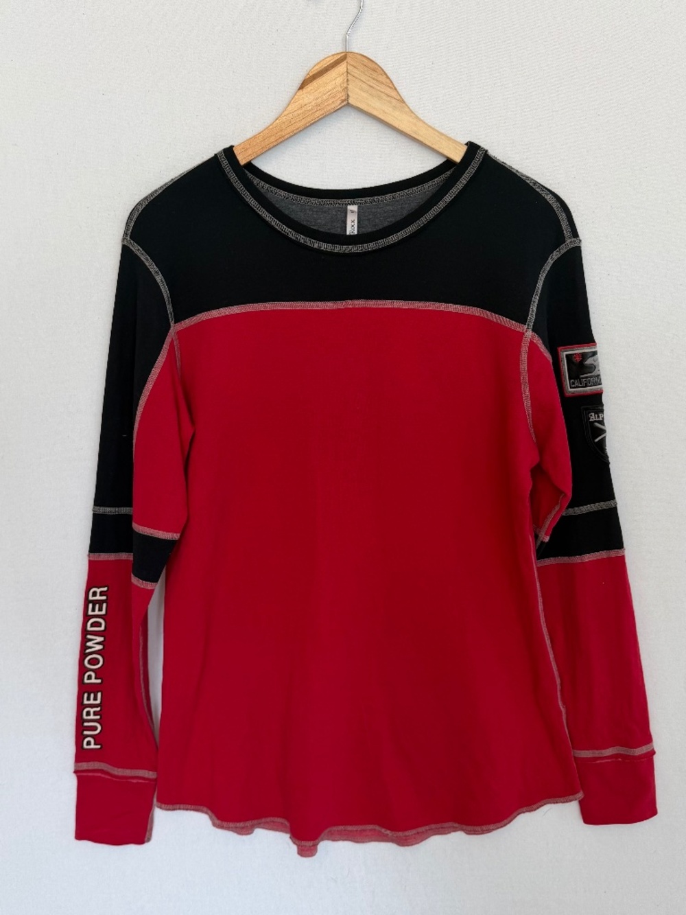 ALP N ROCK Ski California Women’s XL Black & Red Long Sleeve Organic Cotton Tee